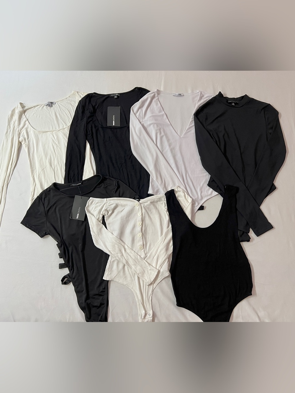FN Fashion Nova Ribbed Zip Up Long Sleeve Bodysuit Bundle